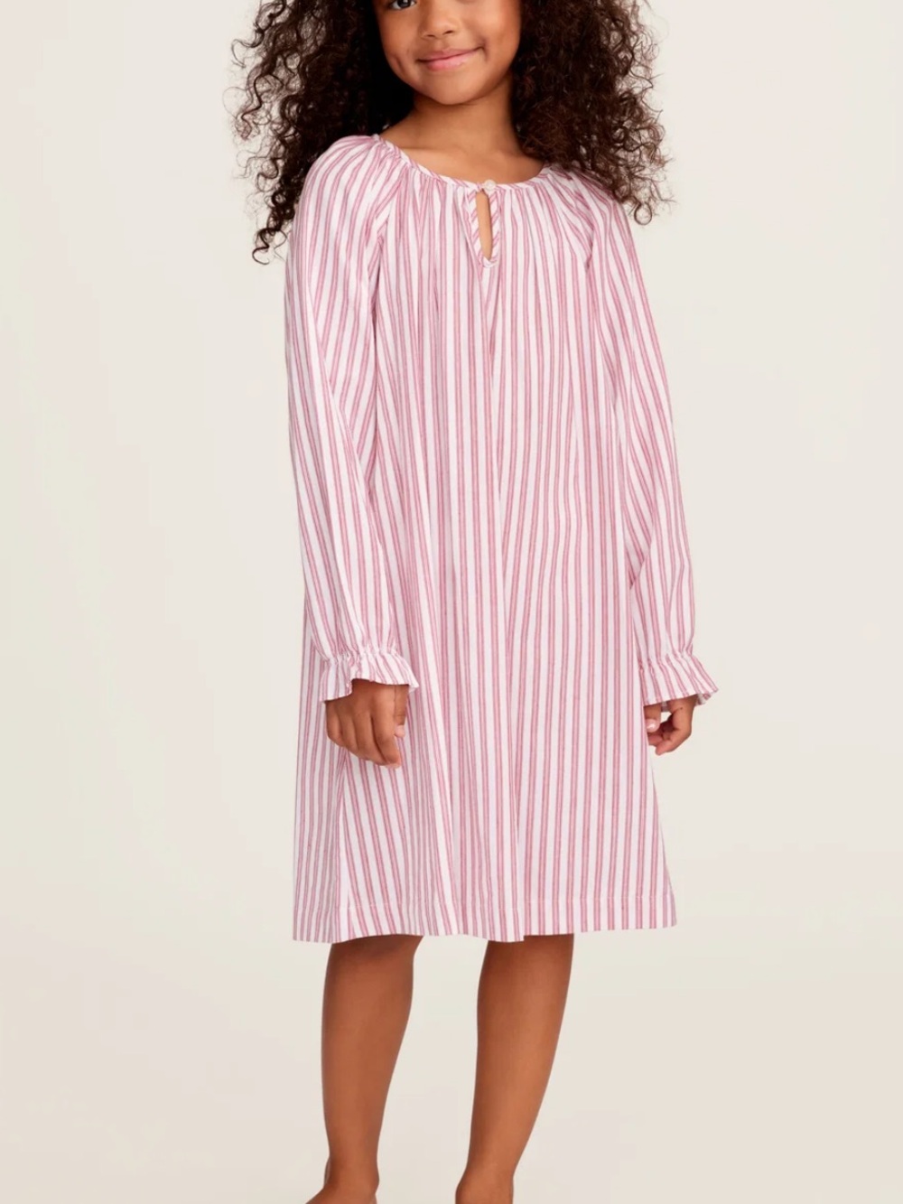 Girl's Twill Delphine Nightgown in Antique Red Ticking Size 6 Christmas Holiday